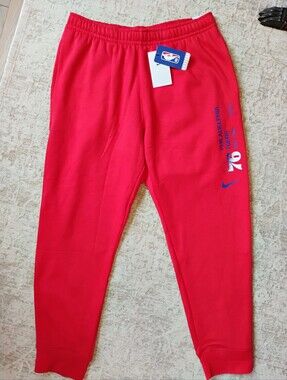 NWT 2XL Nike NBA Philadelphia 76ers Basketball Athleisure Red Sweatpants NEW